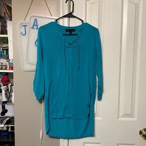 Teal high low hem with tie top